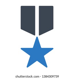 Star ribbon medal vector flat icon