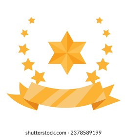 vector de diseño de trofia de estrella y cinta aislado
