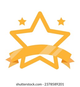 vector de trofia de estrella y cinta aislado