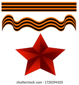 star and ribbon victory day vector illustration