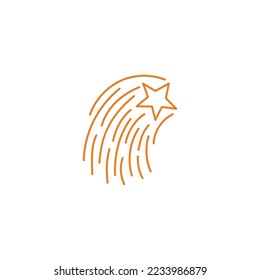 Star rising. Vector hand drawn line icon template