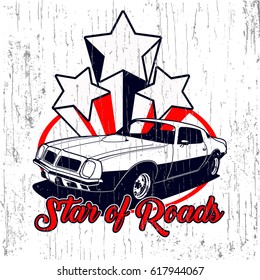 Star of Roads vector T-shirt design.