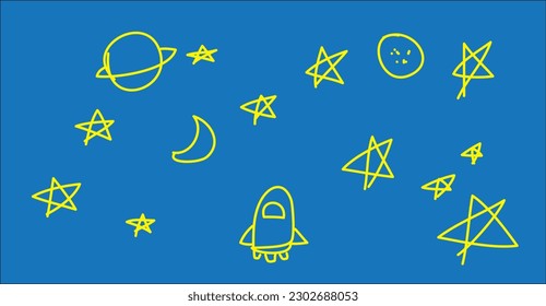 Star Rocket 2 Blue Background