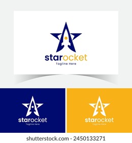 Star Rocket Logo Desing Template With Negative Space Rocket.