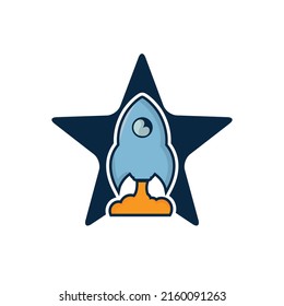 Star Rocket Vector Logo Design. Start up Rocket Space Ship Abstract Vector Logo.