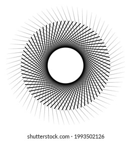 Star, round element, halftone rays card isolated on background. Geometric linear poster.