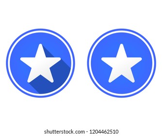 Star round flat icon, user interface icon,use colors blue, and white