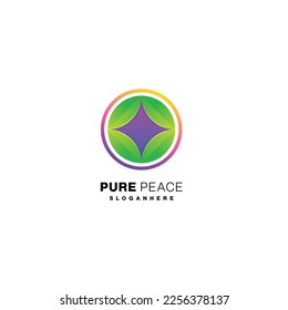 star round logo abstract design style gradient color