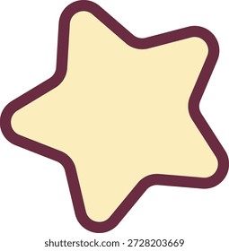 Estrella con lóbulos redondeados y borde grueso, forma de gota suave con contorno liso. Símbolo de recompensa, resaltado, favorito y logro para etiquetas o pegatinas. Ilustración vectorial de dibujos animados.