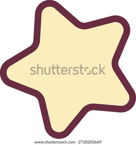 Star with rounded lobes and thick border, soft blob shape with smooth contour. Symbol of reward, highlight, favorite, and achievement for labels or stickers. Cartoon vector illustration.