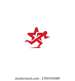 Star and runner logo design combination.