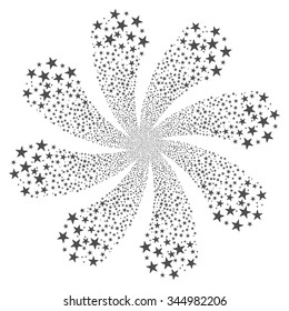 Star Salute Flower With Eight Petals vector illustration. Style is gray flat stars, white background.