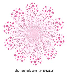Star Salute Flower With Ten Petals vector illustration. Style is pink flat stars, white background.