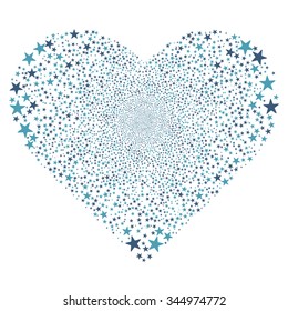 Star Salute Heart vector illustration. Style is cyan and blue bicolor flat stars, white background.