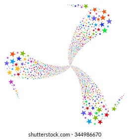 Star Salute Swirl Rotation vector illustration. Style is bright multicolored flat stars, white background.