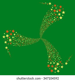 Star Salute Swirl Rotation vector illustration. Style is orange and yellow bicolor flat stars, green background.