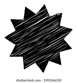 Star with scribble, sketchy, doodle effect pattern