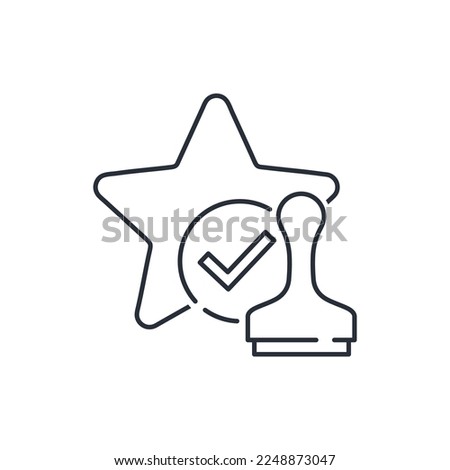 Star with a seal ok. Proven quality, ability. Vector linear icon isolated on white background.