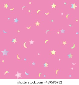 Star seamless pattern. Abstract geometric shape texture. Effect of sky. Design template for wallpaper, wrapping, fabric, textile Vector Illustration
