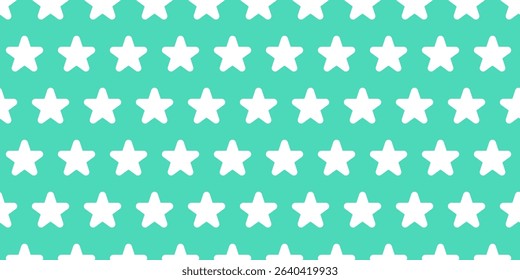 Star seamless pattern background illustration. White stars lined up on a turquoise background.