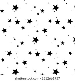 Star seamless pattern. Black star background