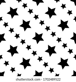 Star Seamless Pattern black color with large and smaller star.