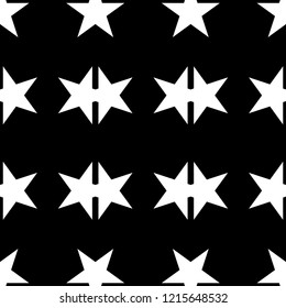 Star Seamless Pattern Black and White