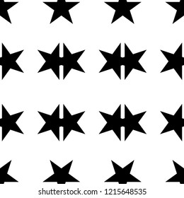 Star Seamless Pattern Black and White