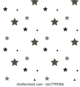 Star seamless pattern. Black and white retro background. Chaotic elements. Abstract geometric shape texture. Effect of sky. Design template for wallpaper, wrapping, fabric, textile Vector Illustration
