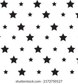 Star seamless pattern. Black and white retro background. Abstract geometric shape texture. Design template for wallpaper, fabric, textile Vector Illustration