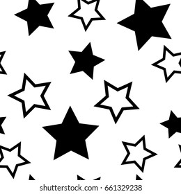 Star seamless pattern. Chaotic elements. Abstract geometric shape texture. Effect of sky. Design template for wallpaper, wrapping, textile. Vector Illustration