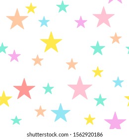 Star seamless pattern colorful on white background.