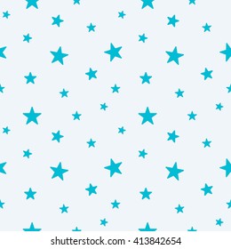 Star seamless pattern. Cute light blue stars. Baby Shower Background. Babies Fashion. Vector illustration, eps 10