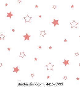 Star seamless pattern. Cute red stars. Baby Shower background. Babies Fashion. Vector illustration