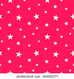 Star seamless pattern. Cute white stars on a pink background. Babies Fashion. Vector illustration, eps 10