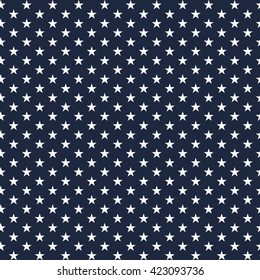 Star seamless pattern. Fabric pattern. Design element. White star on blue background.