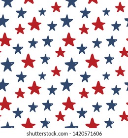 Star seamless pattern, Hand drawn sketched doodle stars, vector illustration.