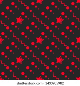 Star Seamless Pattern, Hand Drawn Sketched Doodle Stars, Vector Illustration Ready For Your Design, Greeting Card, Banner