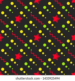 Star Seamless Pattern, Hand Drawn Sketched Doodle Stars, Vector Illustration Ready For Your Design, Greeting Card, Banner