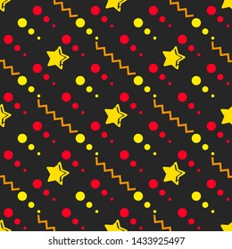 Star Seamless Pattern, Hand Drawn Sketched Doodle Stars, Vector Illustration Ready For Your Design, Greeting Card, Banner