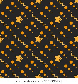 Star Seamless Pattern, Hand Drawn Sketched Doodle Stars, Vector Illustration Ready For Your Design, Greeting Card, Banner