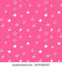 star seamless pattern hand drawn doodle. vector, nordic, scandinavian.