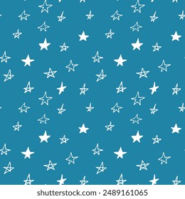 star seamless pattern hand drawn doodle. vector, nordic, scandinavian.