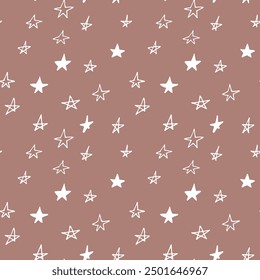 star seamless pattern hand drawn doodle. vector, nordic, scandinavian.