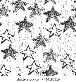 Star seamless pattern. Hand drawn star background. Vector illustration.
