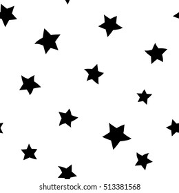 Star seamless pattern. Hand drawn retro background. Chaotic elements. Cartoon abstract shape texture. Effect of sky. Design template decoration wallpaper, wrapping, fabric, textile Vector Illustration
