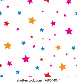 Star seamless pattern. Modern colorful background. Chaotic elements. Abstract geometric shape texture. Effect of sky. Design template for wallpaper,wrapping, textile. Vector Illustration