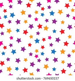 Star seamless pattern. Modern colorful background. Chaotic elements. Abstract geometric shape texture. Effect of sky. Design template for wallpaper,wrapping, textile. Vector Illustration