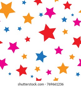 Star seamless pattern. Modern colorful background. Chaotic elements. Abstract geometric shape texture. Effect of sky. Design template for wallpaper,wrapping, textile. Vector Illustration