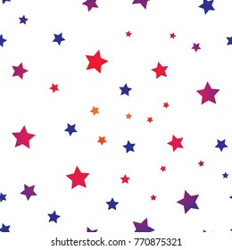 Star seamless pattern. Modern colorful background. Chaotic elements. Abstract geometric shape texture. Effect of sky. Design template for wallpaper,wrapping, textile. Vector Illustration